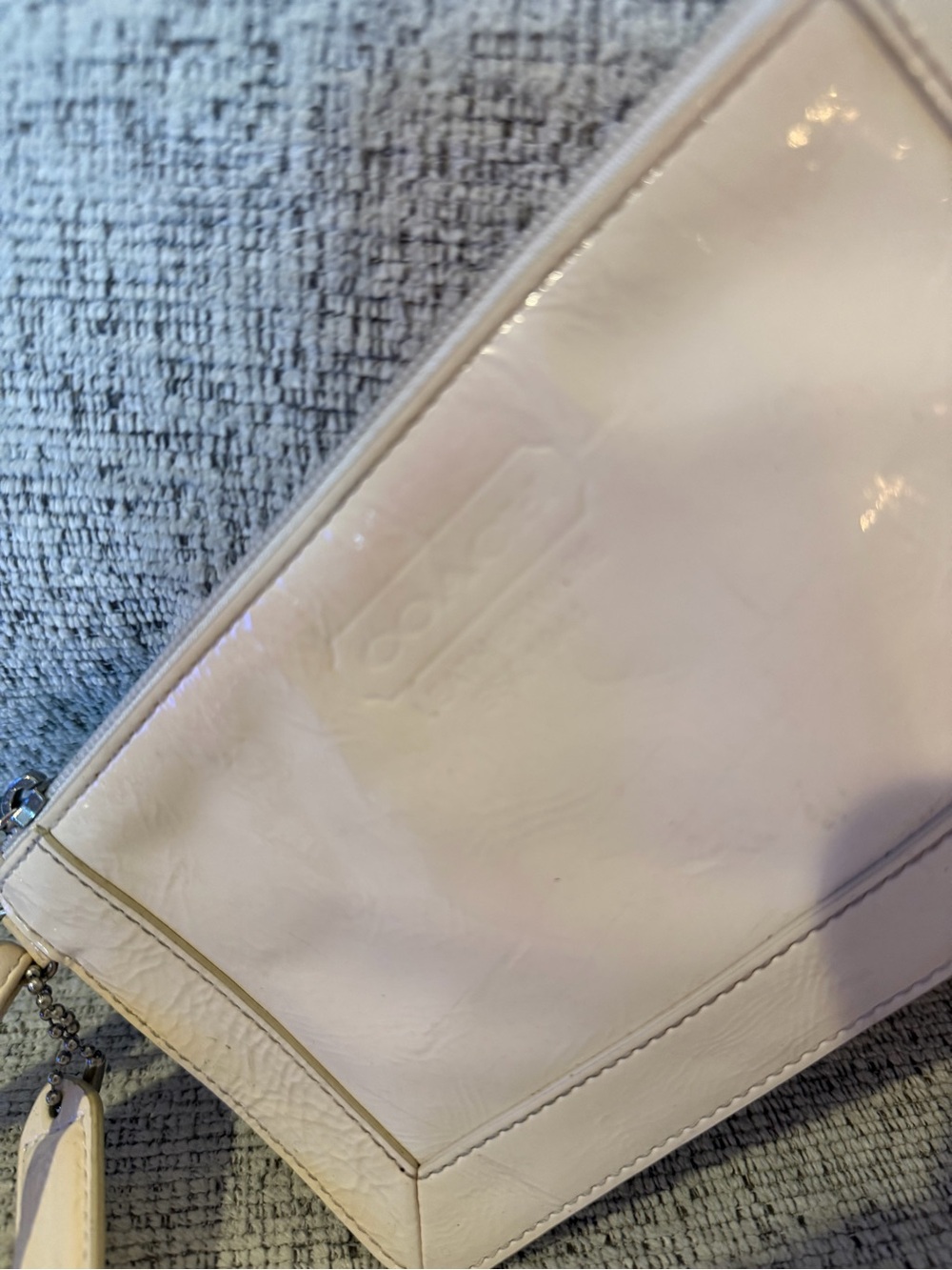 Coach Vintage Rare Cream Patent Leather Wristlet/Mini Purse 8.5x4.5 - Picture 5 of 11